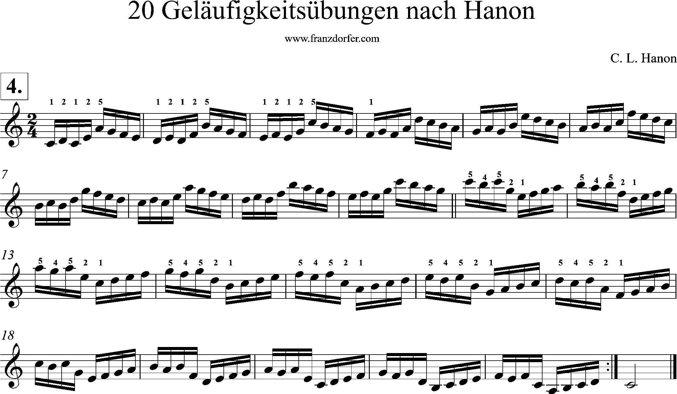 Akkordeonnoten, Hanon geläufigkeitsübungen, Nr-04